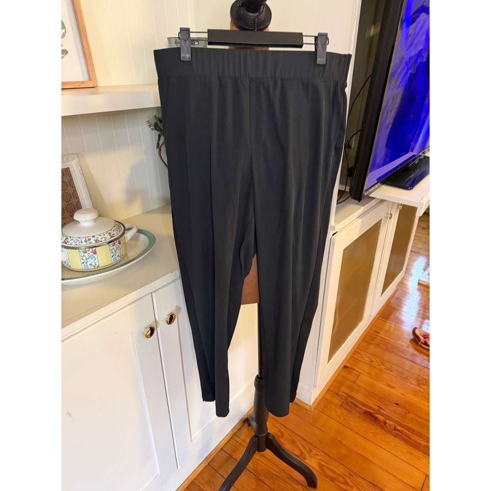 Quince Ultra-Stretch 24/7 Smart Trouser Black Tapered Elastic Waist Pants Size M